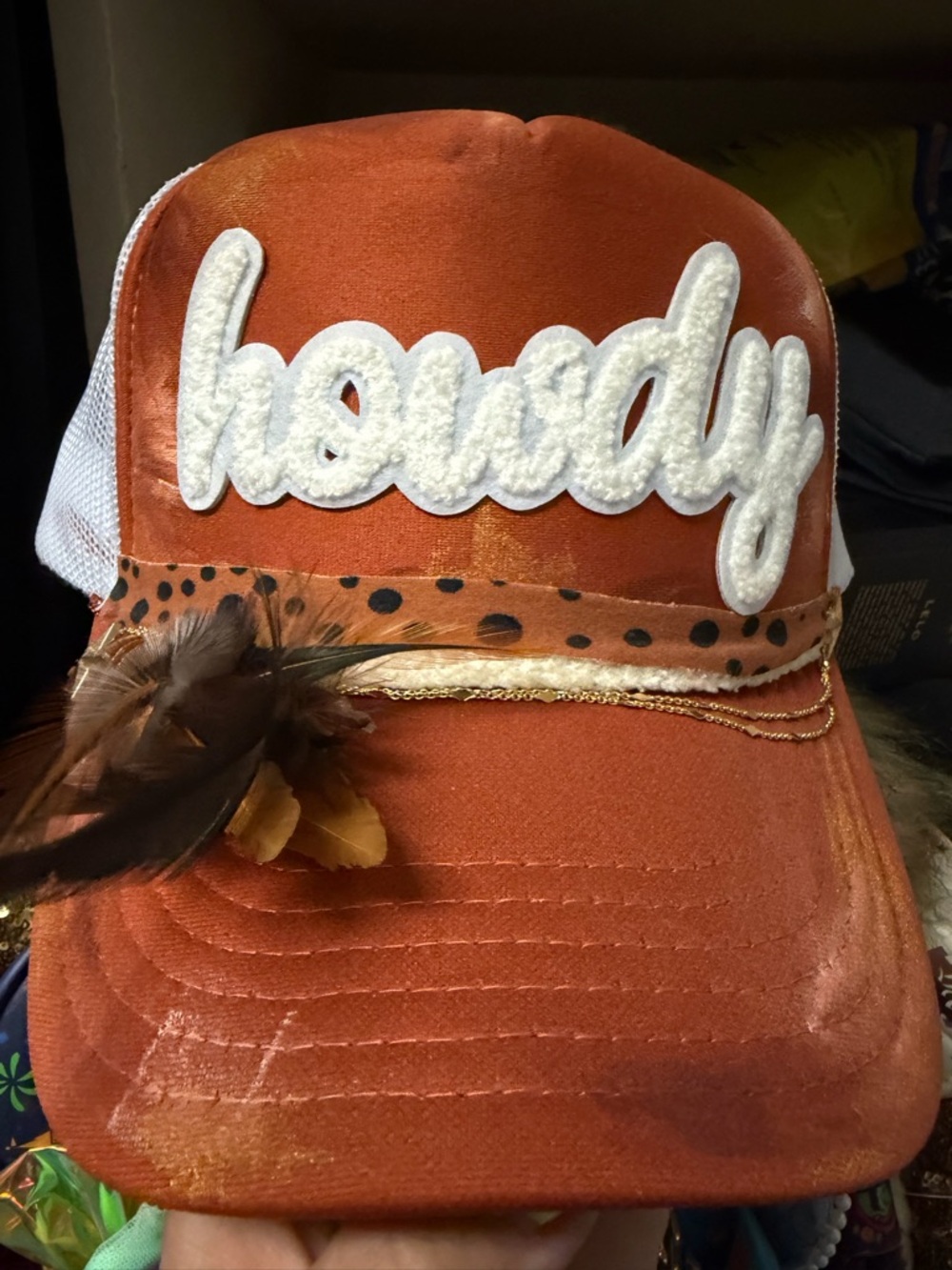 Howdy Patch Rust Velvet Trucker Hat
